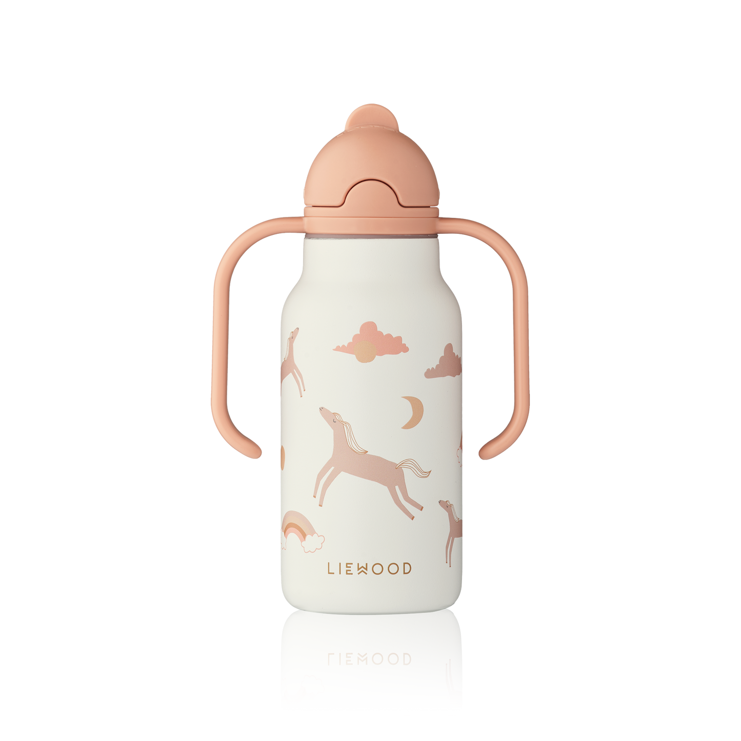 borraccia fantasia unicorno con manici e tappo rosa