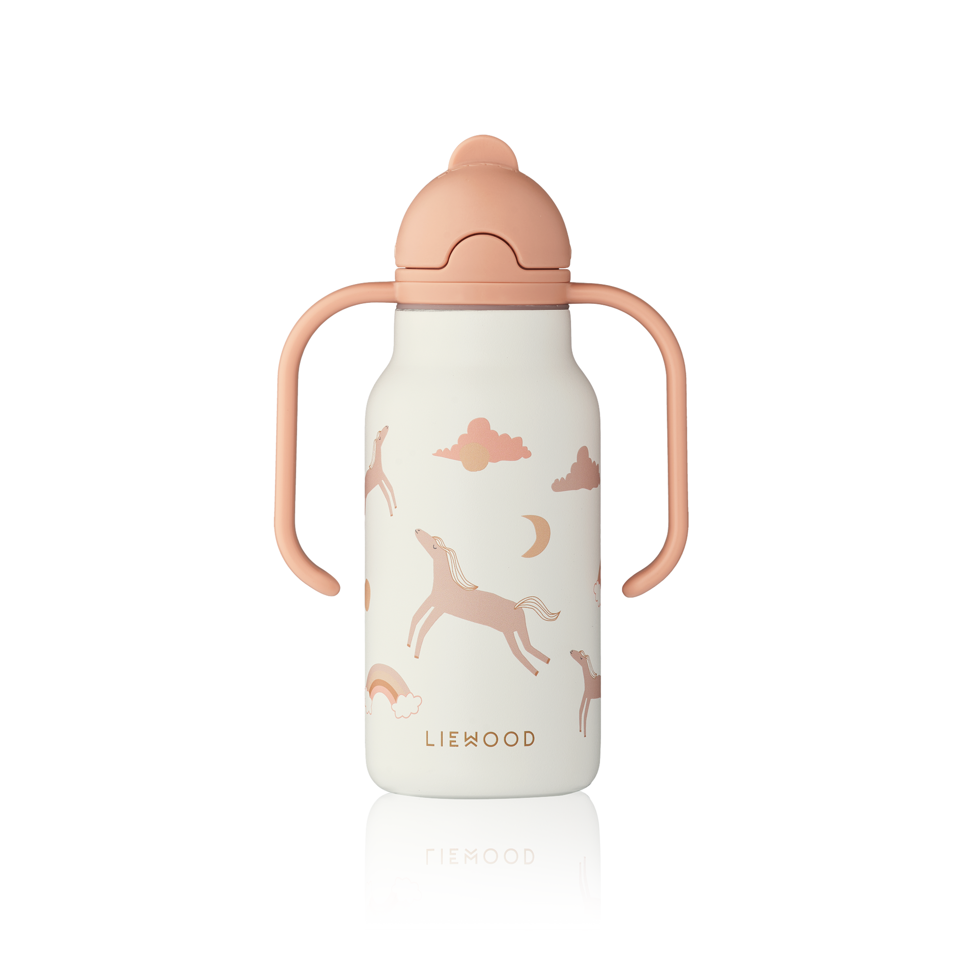 borraccia fantasia unicorno con manici e tappo rosa