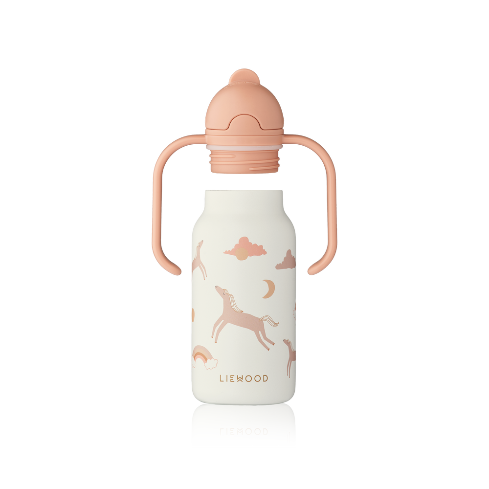 borraccia fantasia unicorno con manici e tappo rosa