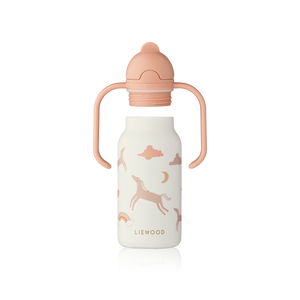 borraccia fantasia unicorno con manici e tappo rosa