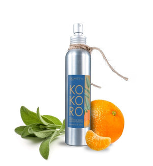 KOKORO - Spray Ambienti e Tessuti, Mizu Baby, 150 ml. In foto: spray mandarino e salvia