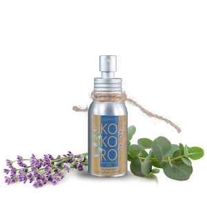 KOKORO - Spray Relax&Balsamic, Mizu Baby. Bottiglietta da 50 ml. In foto: spray eucalipto e lavanda