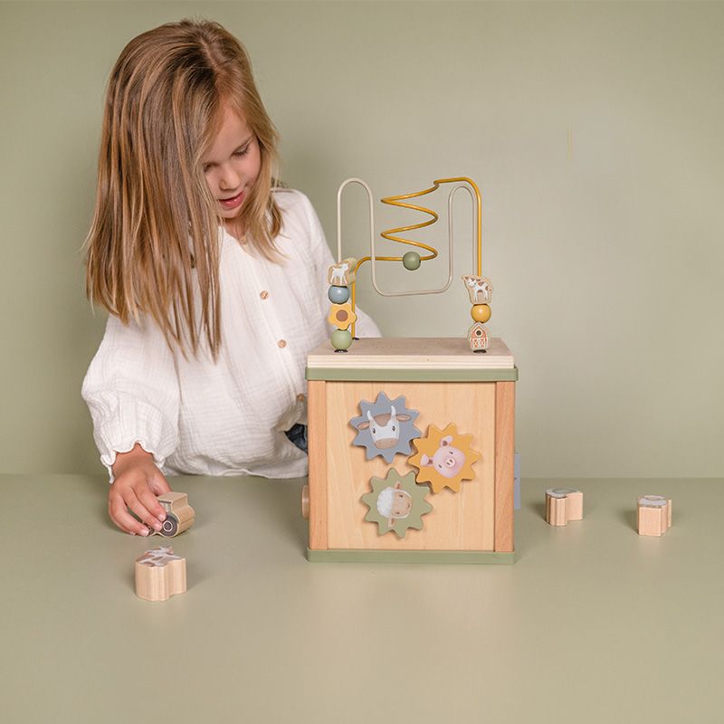 Activity Cube, Cubo multiattività vari incastri in legno, Little Dutch