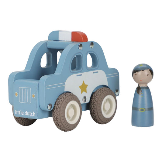 Macchina della polizia, Police car con personaggio in legno, Little Dutch