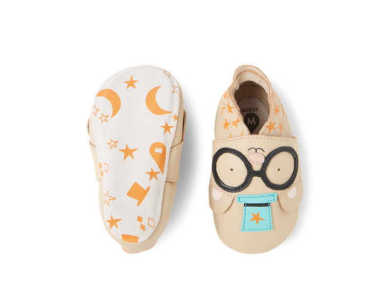 babbuccia mouse maghetto colore beige con suola in camoscio