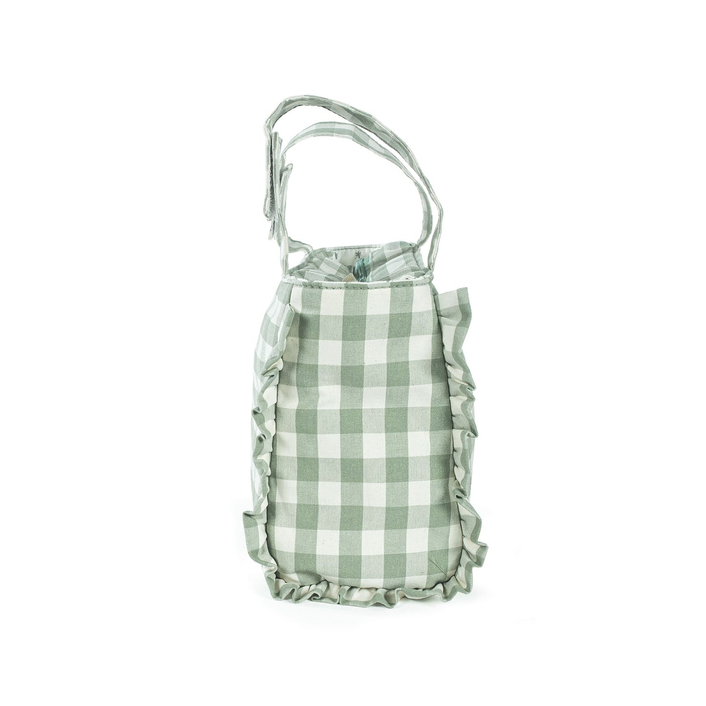 Visione laterale della borsa organizer remy green