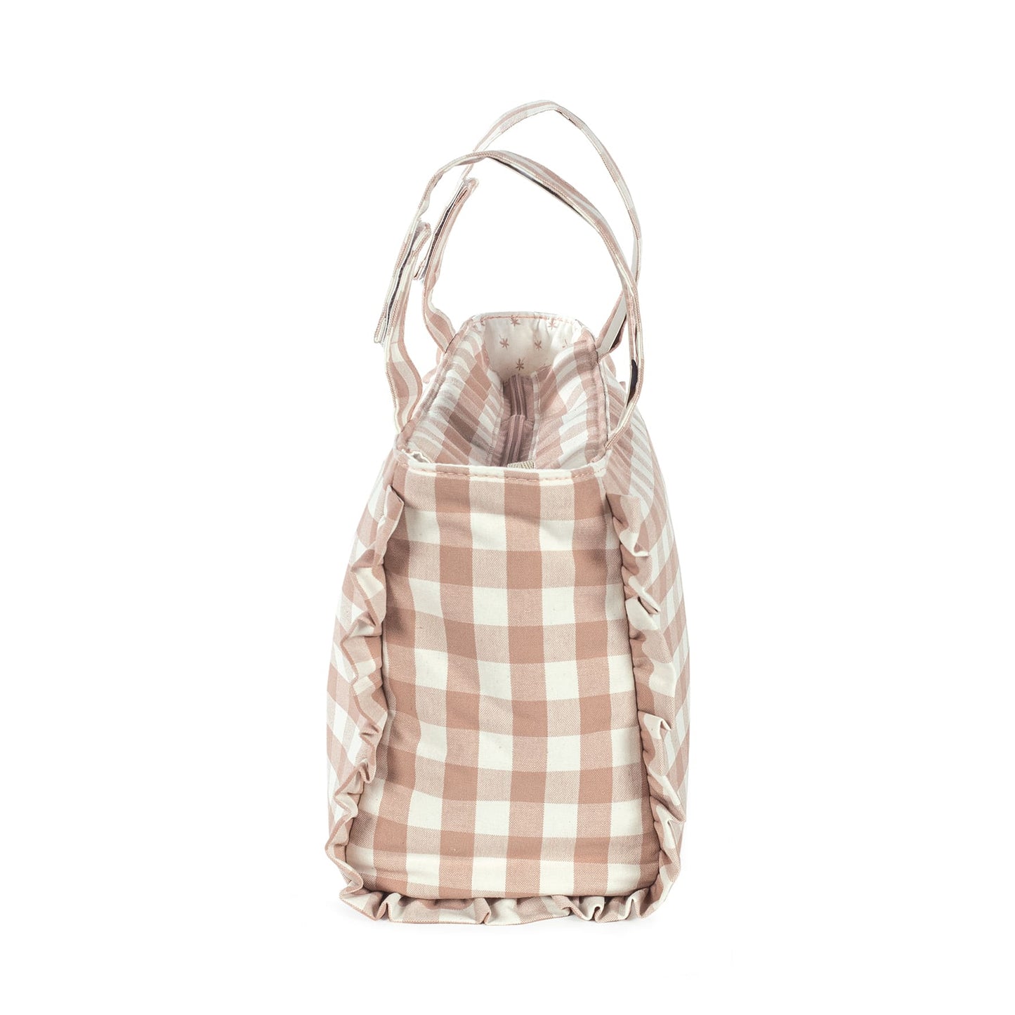 Visione laterale della borsa organizer remy pink