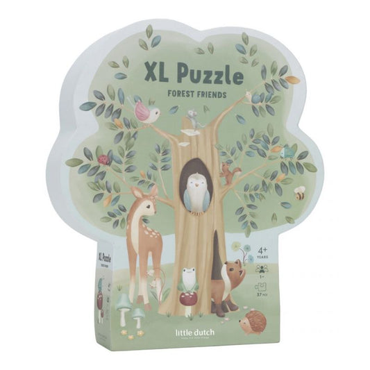 scatola del puzzle albero con animali della foresta