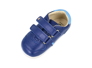 scarpa blu elettrico con due strap e tallone azzurro