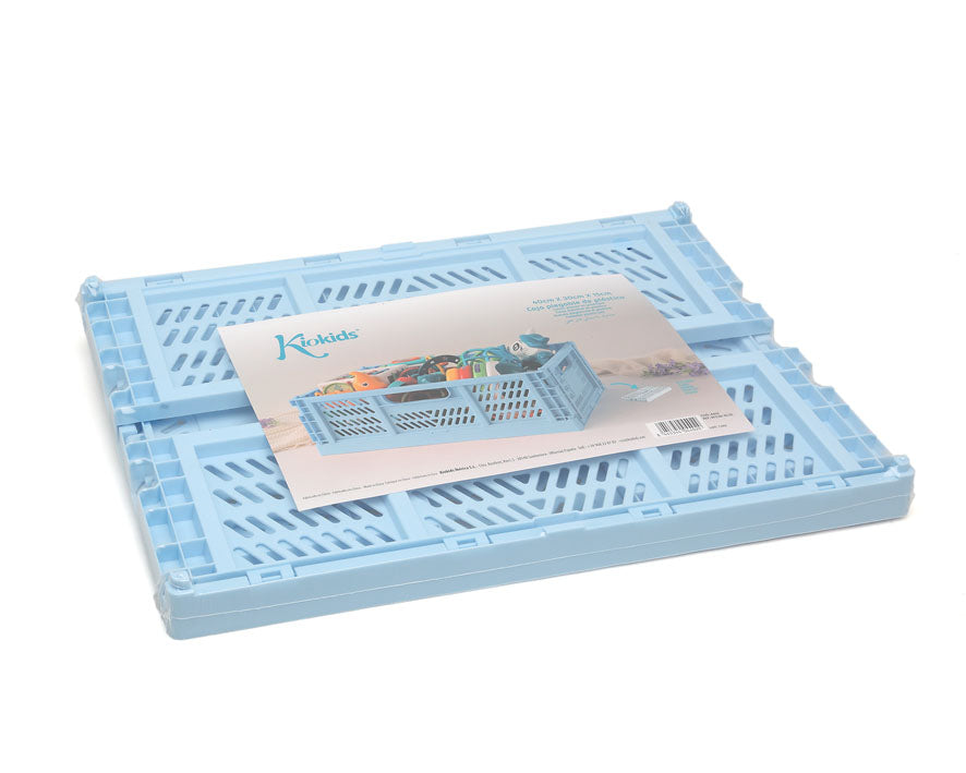 Scatola pieghevole di plastica, rosa, verde salvia o azzurra,  40x30x15 cm, Kiokids