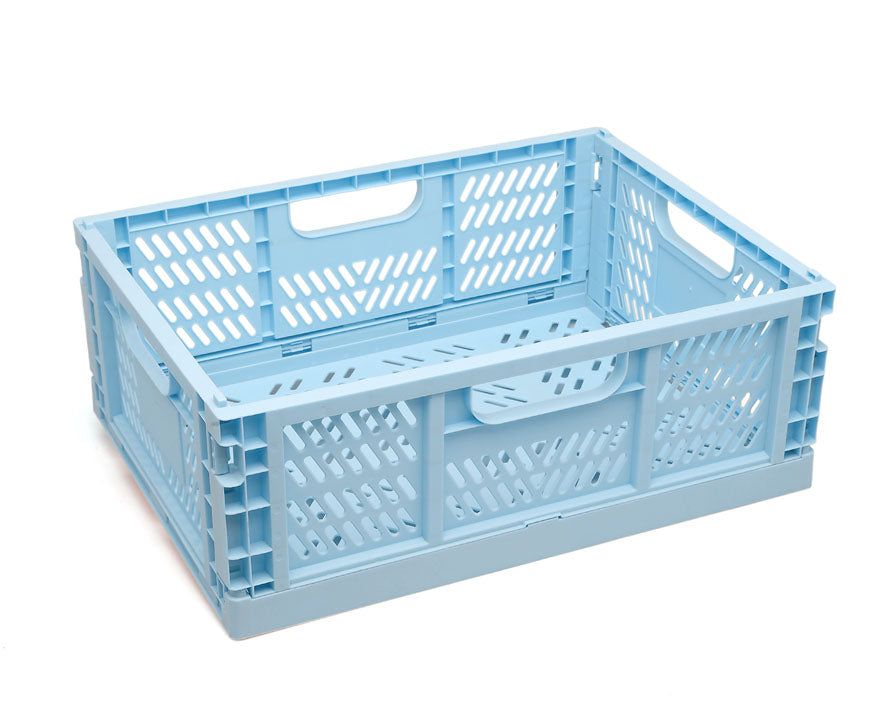 Scatola pieghevole di plastica, rosa, verde salvia o azzurra,  40x30x15 cm, Kiokids