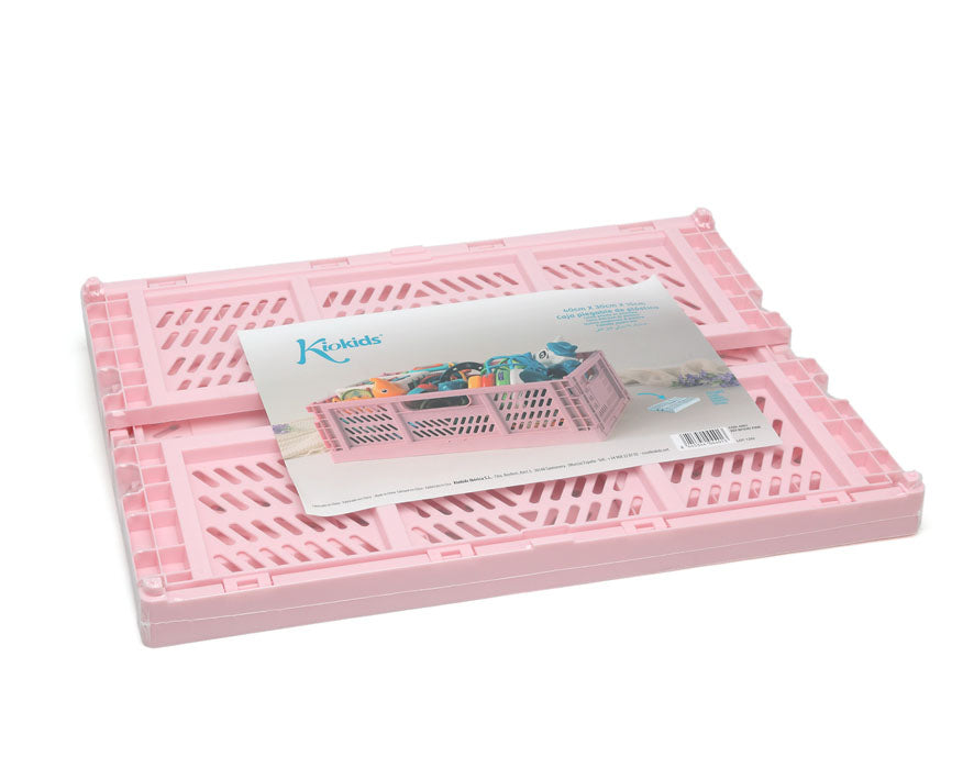 Scatola pieghevole di plastica, rosa, verde salvia o azzurra,  40x30x15 cm, Kiokids