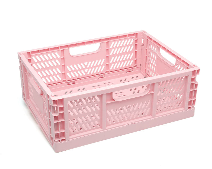 Scatola pieghevole di plastica, rosa, verde salvia o azzurra,  40x30x15 cm, Kiokids