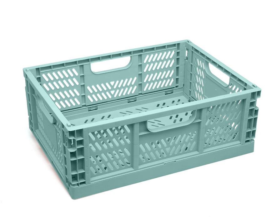 Scatola pieghevole di plastica, rosa, verde salvia o azzurra,  40x30x15 cm, Kiokids