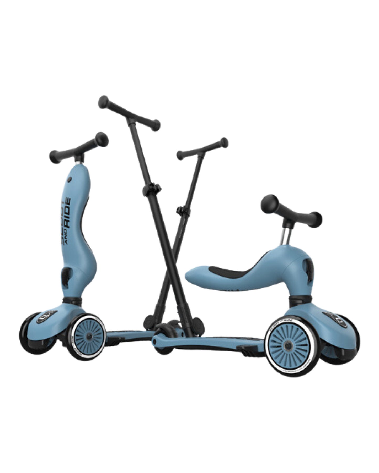 Monopattino e Triciclo, Scoot and Ride, con Barra di Spinta Highwaykick 1 Push and Go colore steel