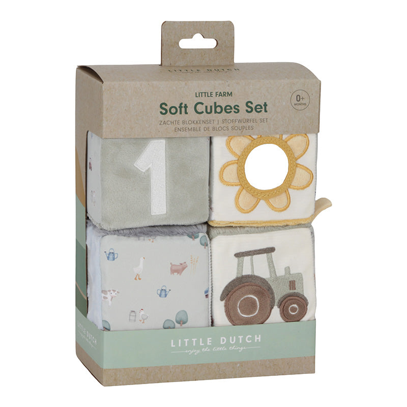 Soft Cubes Set, Set di cubi morbidi a tema Little Farm, Little Dutch