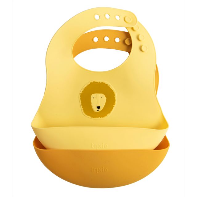 Set bavaglini in silicone, 2 pezzi, giallo fantasia leone, Trixie