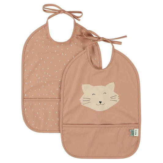 Set bavaglini waterproof, 2 pezzi, rosa fantasia Mrs Cat, Trixie