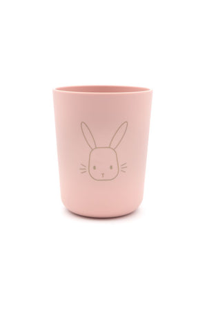 Bicchiere in PLA, colore rosa, fantasia coniglietto. Bamboom.