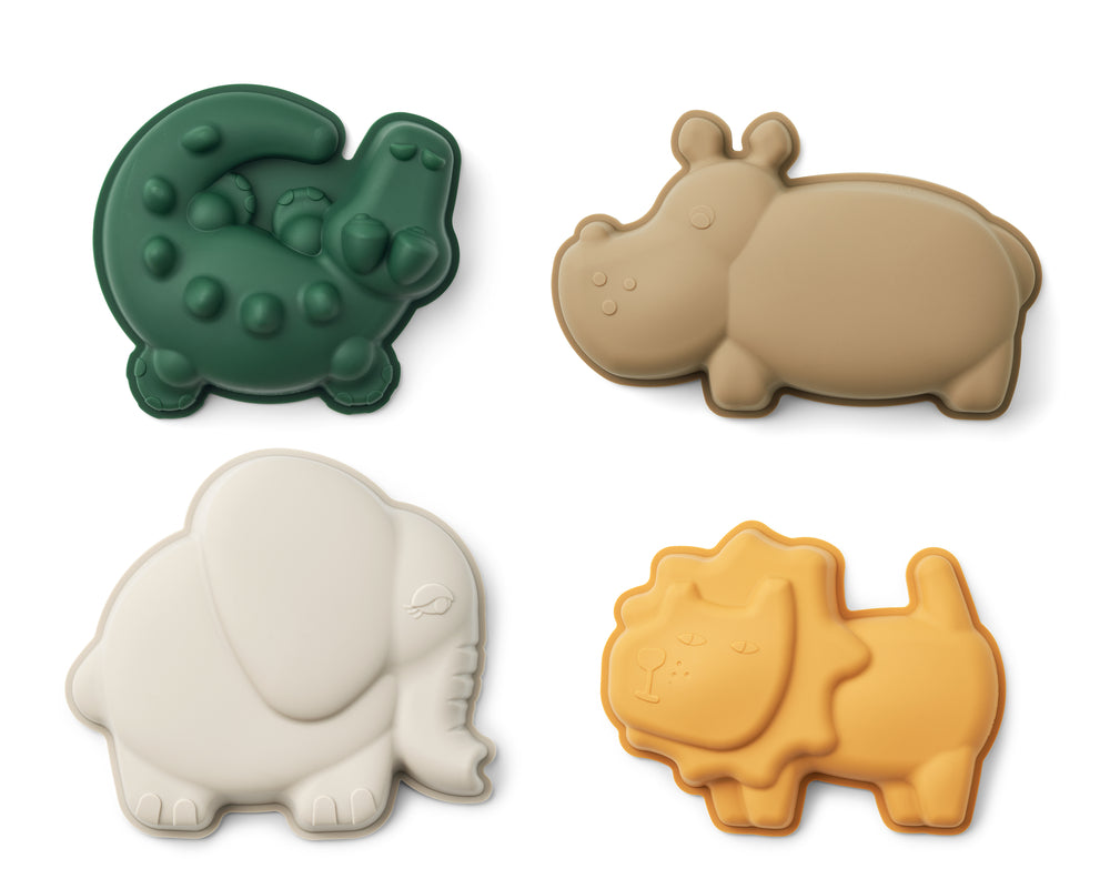 Set 4 formine da spiaggia Gill Sand in silicone, Liewood - Design: Animali della Savana