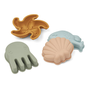 Set 4 formine da spiaggia Gill Sand in silicone, Liewood - Design: mermaid sand mouds
