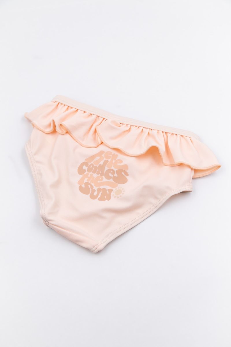 retro del slip bimba con volant colore rosa chiaro e logo here come the sun