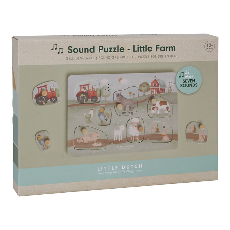Sound Puzzle-Little Farm, puzzle sonoro in legno, Little Dutch