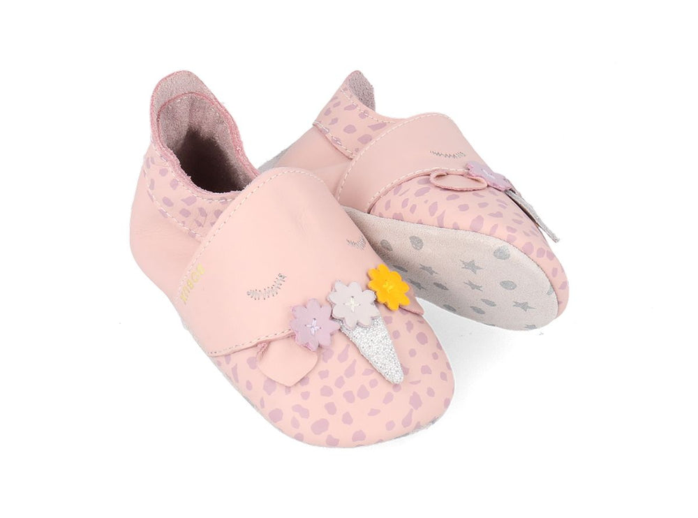 babbucce unicorno rosa con puntini maculati e unicorno