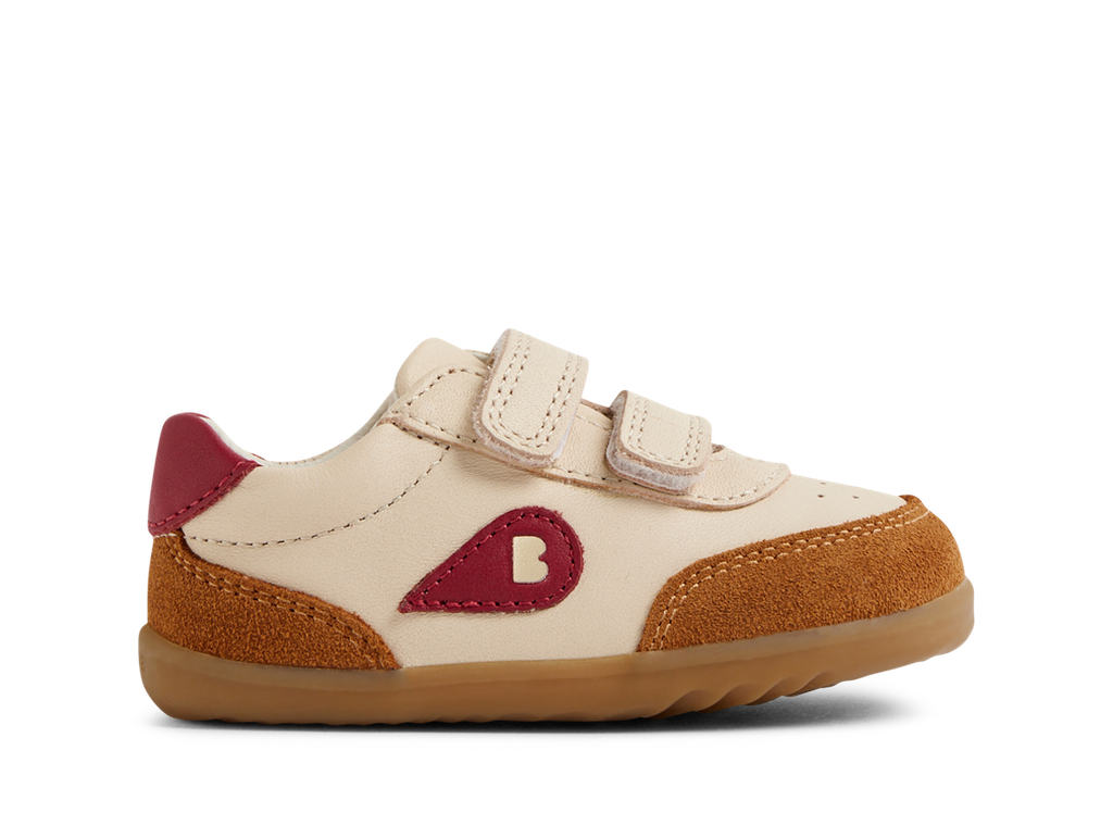 Bobux Step Up Champ scarpe primi passi in pelle, chalk caramel tibetan red