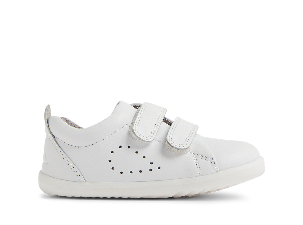Bobux Step Up Grass Court scarpe in pelle colore optical white dai 9 mesi ai 2 anni circa
