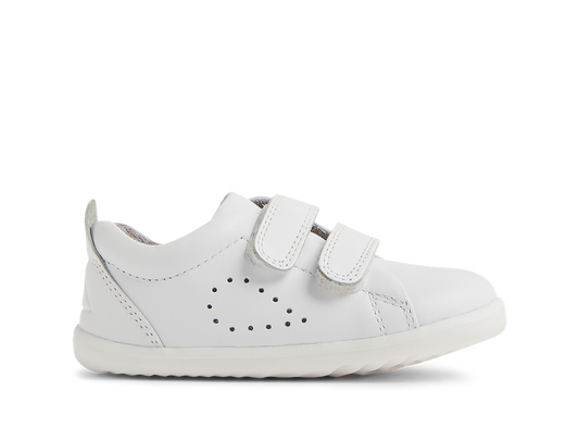 Bobux Step Up Grass Court scarpe in pelle colore optical white dai 9 mesi ai 2 anni circa