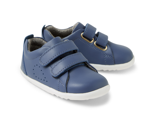 Bobux Step Up Grass Court scarpe in pelle colore vintage indigo dai 9 mesi ai 2 anni circa