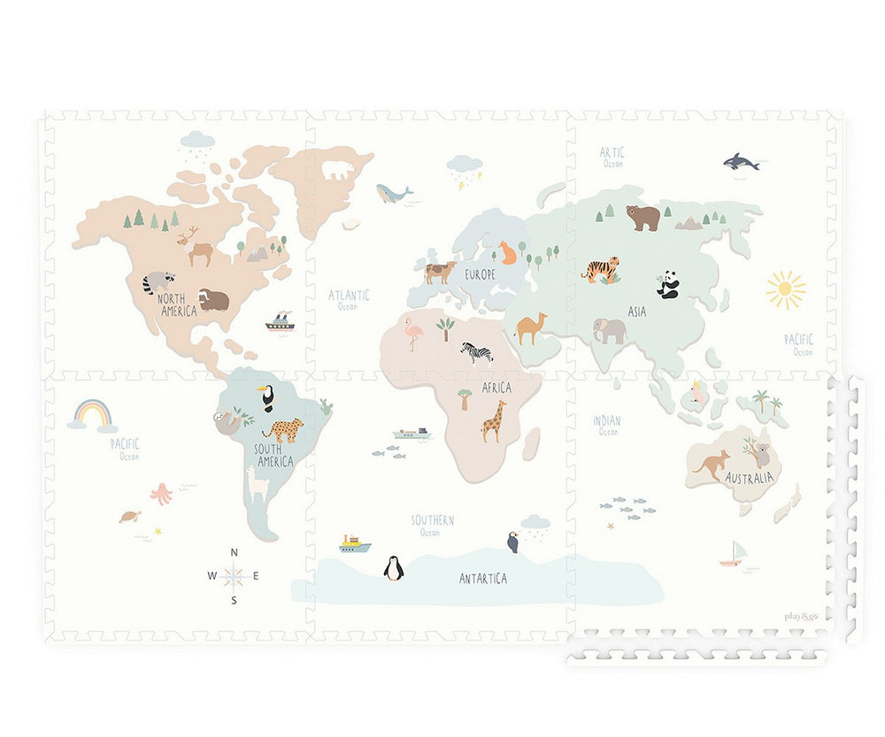 Tappeto gioco in schiuma eevaa fantasia WORLDMAP, Play&go, 6 pezzi