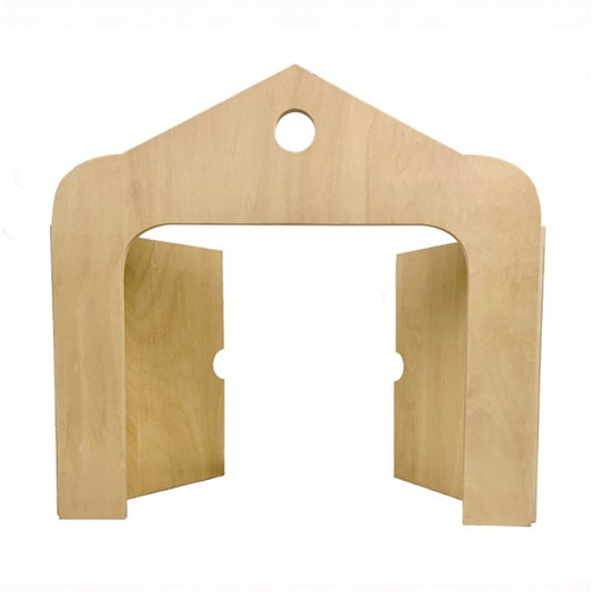 teatrino in legno con le porte aperte