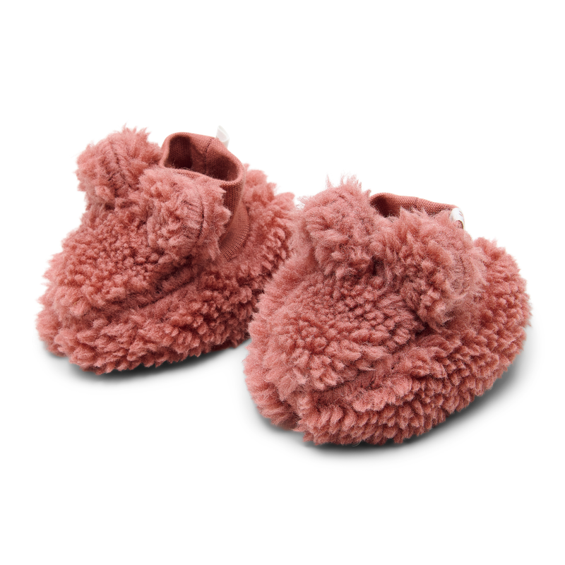 babbuccia teddy rosa
 con polsino e orecchie