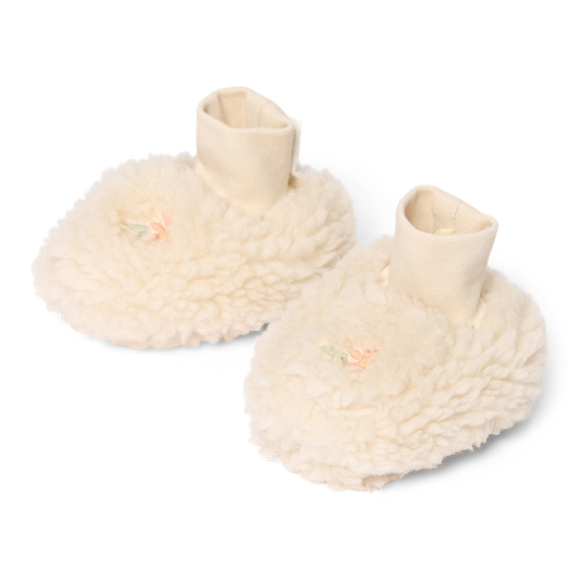 Babbucce Teddy boonies sand flowers, panna con ricami fiori della savana, Little Dutch