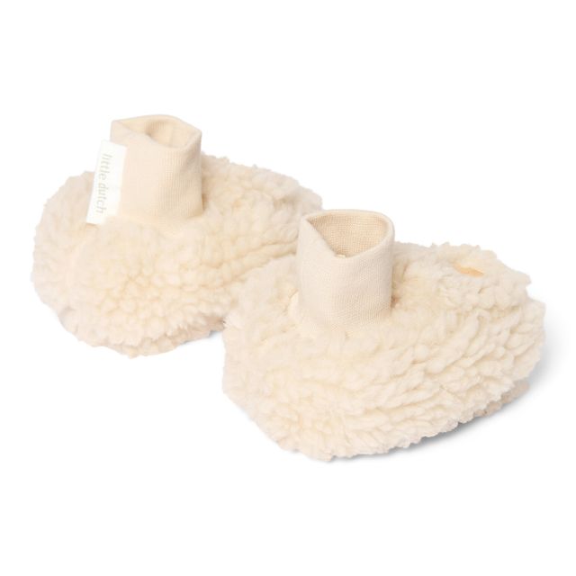 Babbucce Teddy boonies sand Paws, panna con ricami orme dei leoni, Little Dutch