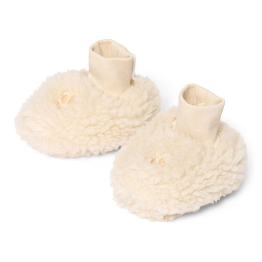 Babbucce Teddy boonies sand Paws, panna con ricami orme dei leoni, Little Dutch