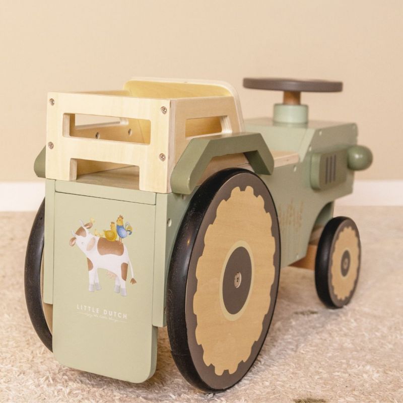 Walking tractor, trattore cavalcabile in legno, Little Dutch