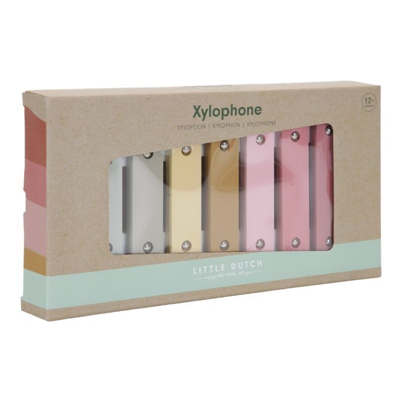 xilofono rosa con scatola in legno