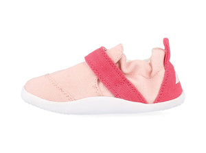 scarpa in cotone rosa con inserti rosa acceso e suola in gomma eeva, strap alla caviglia