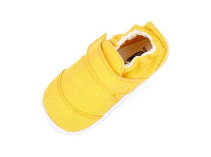 parte superiore della scarpa in cotone giallo e suola in gomma eeva, strap alla caviglia