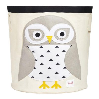 cesta porta giochi con un gufo disegnata