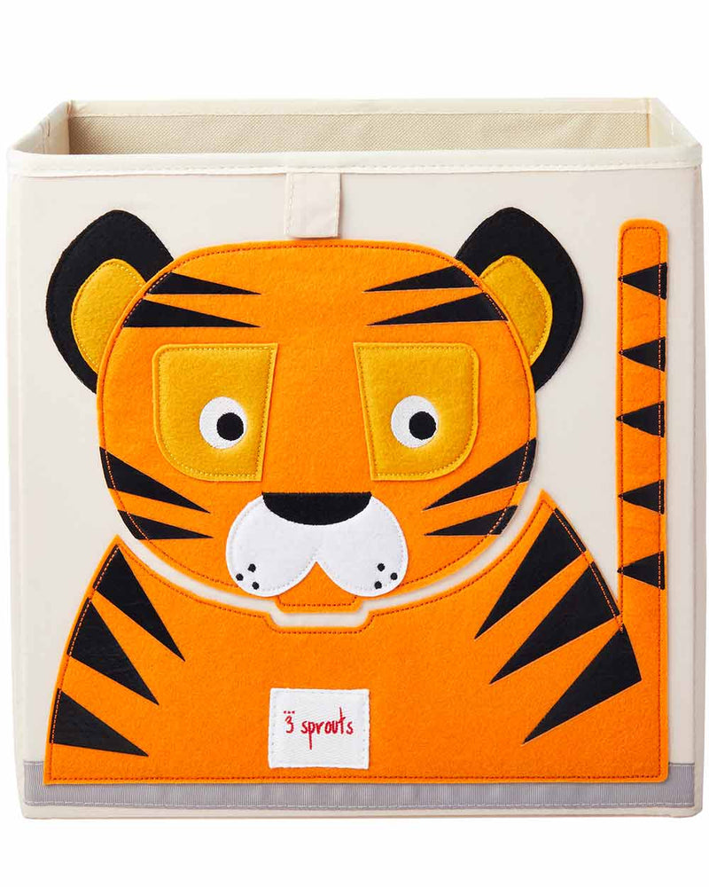 Contenitore per i giochi del bambino con disegnato una tigre