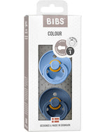 Set di due ciucci Bibs colour Blu cielo e blu acciaio - Sky Blue e Steel Blue