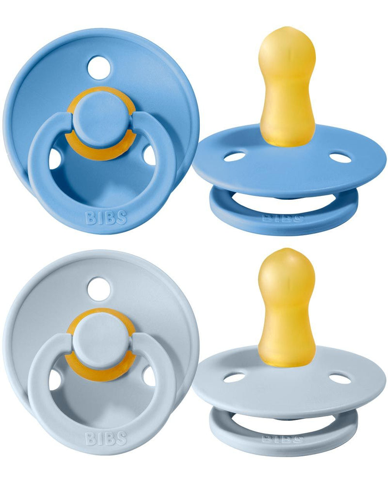 Set di due ciucci Bibs colour Sky Blue & Baby Blue, Celeste e Nuvola