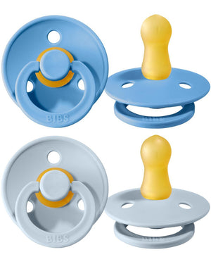 Set di due ciucci Bibs colour Sky Blue & Baby Blue, Celeste e Nuvola