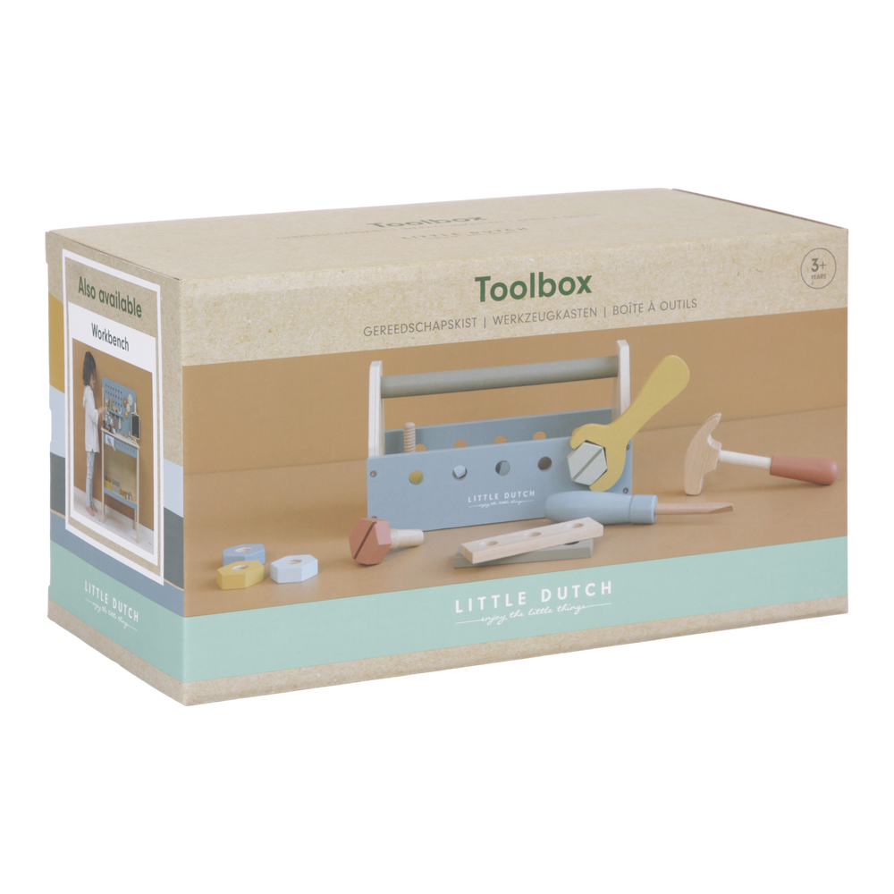 Toolbox, cassetta attrezzi, Little Dutch.  Vista del gioco nella sua confezione in cartone