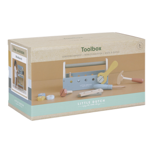 Toolbox, cassetta attrezzi, Little Dutch.  Vista del gioco nella sua confezione in cartone