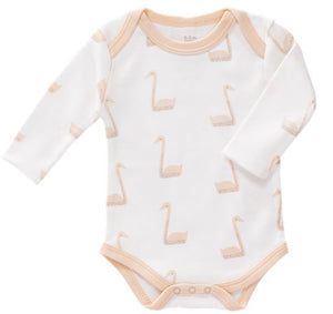 body manica lunga rosa con cigni rosa